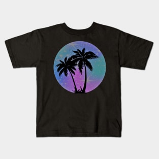 Vaporwave Palm Trees: 80's, 90's Pastel Blue, Pink, and Purple Retro Vintage Sunset Tropical Vaporwave Kids T-Shirt